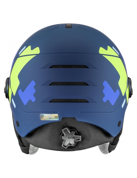 Kask narciarski Uvex Rocket Jr Visor Blue Puzzle Mat