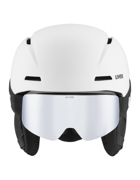 Zestaw: kask narciarski Uvex Viti White Mat + gogle narciarskie UVEX PWDR FM White Mat/Mirror Silver