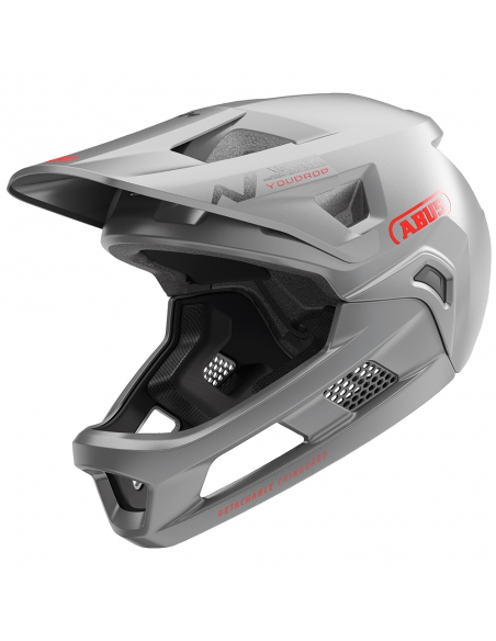 Kask rowerowy full face Abus YouDrop FF Ti Silver (odpinana garda)