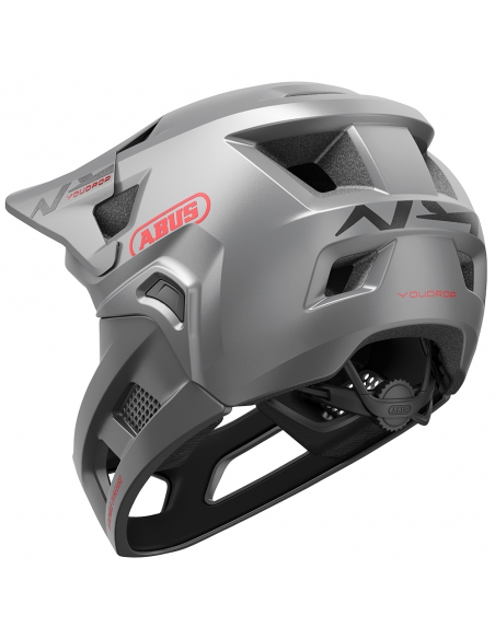 Kask rowerowy full face Abus YouDrop FF Ti Silver (odpinana garda)