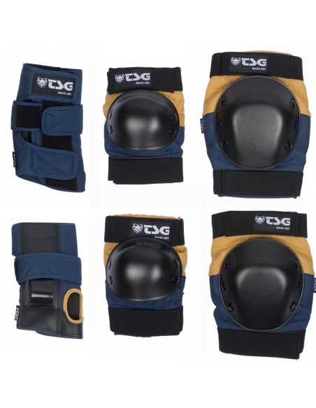 Ochraniacze (na kolana, łokcie, nadgarstki) TSG Basic Set Night Blue - Dust Yellow