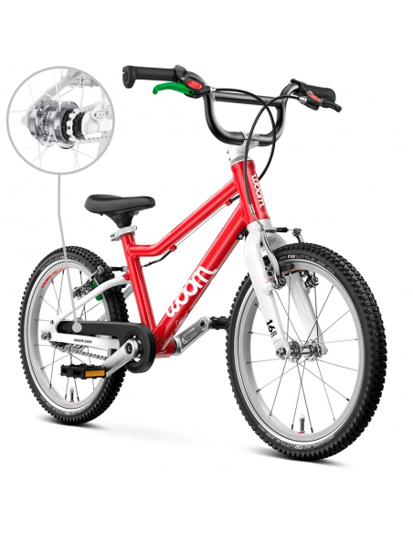 Rower dziecięcy woom 3 GO AUTOMAGIC woom red (16") czerwony (z automatyczną przerzutką)