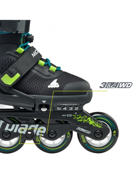 Rolki dziecięce Rollerblade MICROBLADE XT Black/Petrol Green