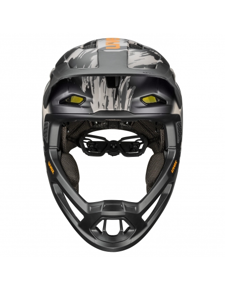 Kask rowerowy full face Uvex Revolt MIPS Oak Brown-Orange Mat (odpinana garda)