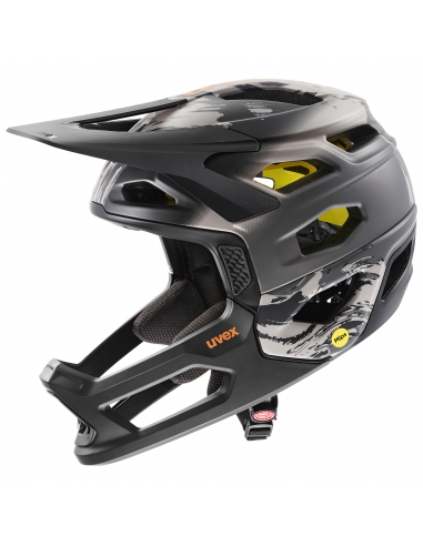 Kask rowerowy full face Uvex Revolt MIPS Oak Brown-Orange Mat (odpinana garda)