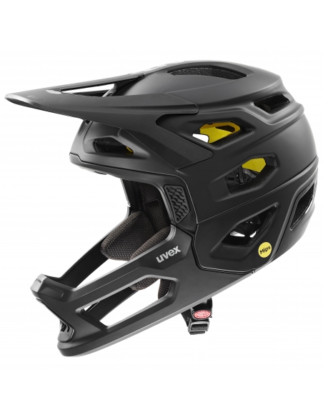 Kask rowerowy full face Uvex Revolt MIPS All Black Mat (odpinana garda)