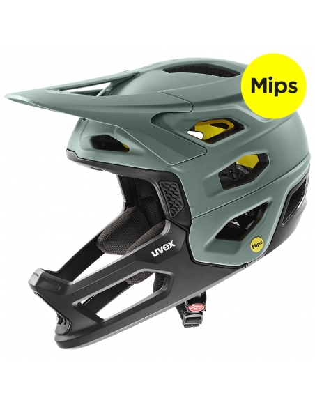 Kask rowerowy full face Uvex Revolt MIPS Moss-Black Mat (odpinana garda)