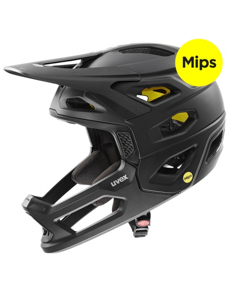Kask rowerowy full face Uvex Revolt MIPS All Black Mat (odpinana garda)