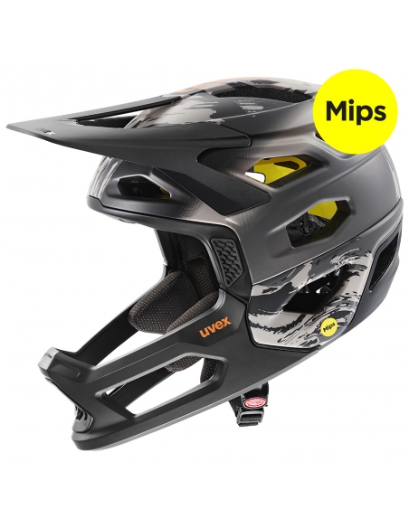 Kask rowerowy full face Uvex Revolt MIPS Oak Brown-Orange Mat (odpinana garda)