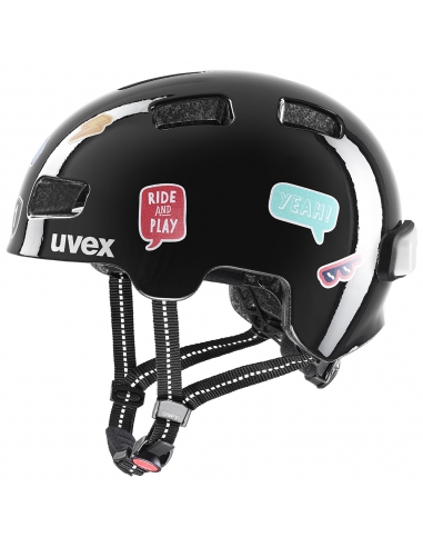Kask dziecięcy Uvex HLMT 4 Reflexx Black (lampka, odblaskowe naklejki)