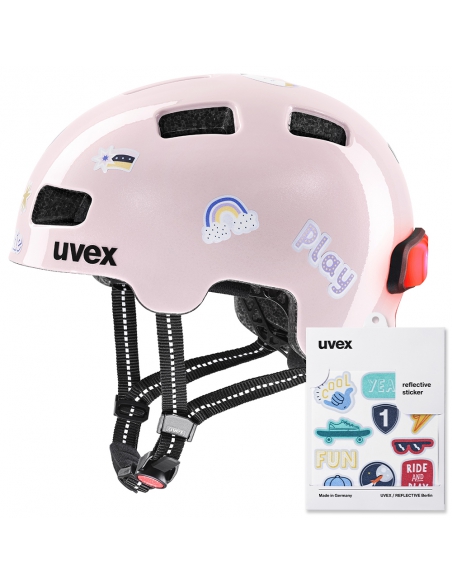 Kask dziecięcy Uvex Hlmt 4 Reflexx Powder (lampka, odblaskowe naklejki)