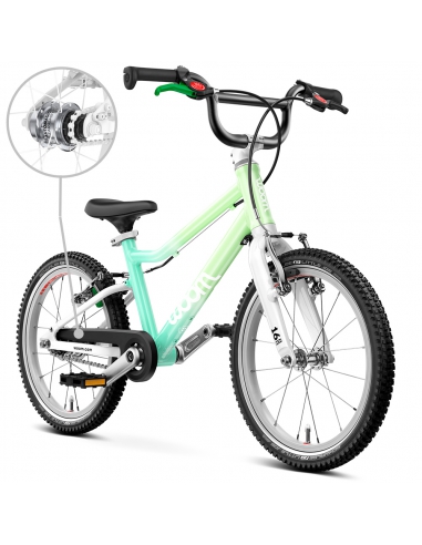 Rower dziecięcy woom 3 GO AUTOMAGIC spearmint crush (16") miętowy (z automatyczną przerzutką) [limitowana edycja]