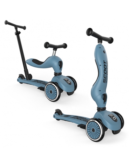 Hulajnoga Jeździk Scoot&Ride Highwaykick1 Push and Go 2w1 Steel (drążek do pchania) + pasek do noszenia GRATIS