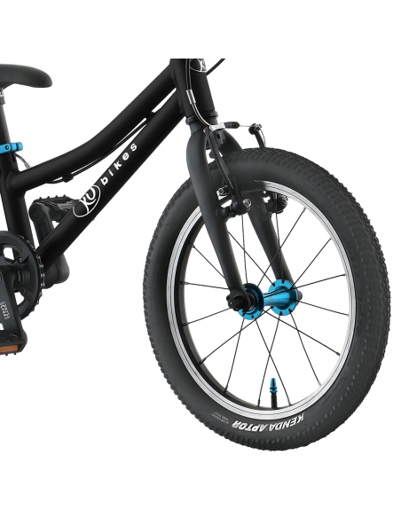 Rower dziecięcy Kubikes 16S Black/Laser-Blue - czarny z niebieskimi akcentami