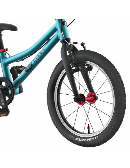 Rower dziecięcy Kubikes 16S Turquoise/Laser-Red - turkusowy z czerwonymi akcentami