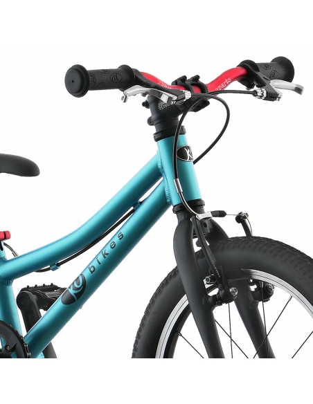 Rower dziecięcy Kubikes 16S Turquoise/Laser-Red - turkusowy z czerwonymi akcentami