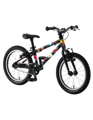 Rower dziecięcy Kubikes 16L Black/Comic - czarny z naklejkami komiksowymi
