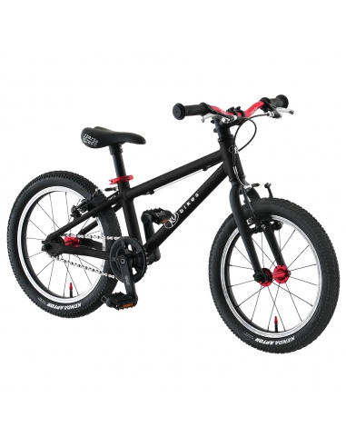 Rower dziecięcy Kubikes 16L Black/Laser-Red - czarny z czerwonymi akcentami