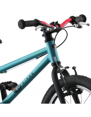 Rower dziecięcy Kubikes 16L Turquoise/Laser-Red - turkusowy z czerwonymi akcentami