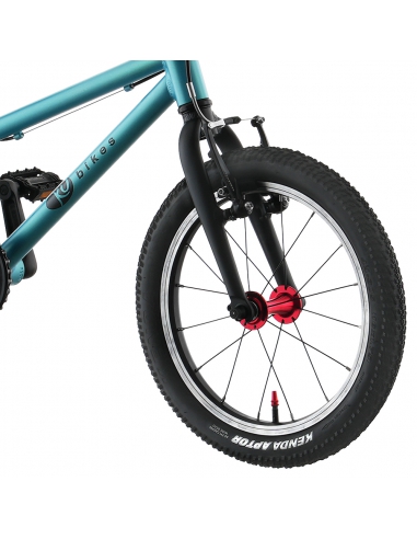 Rower dziecięcy Kubikes 16L Turquoise/Laser-Red - turkusowy z czerwonymi akcentami