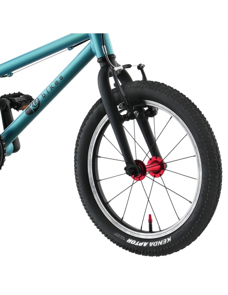 Rower dziecięcy Kubikes 16L Turquoise/Laser-Red - turkusowy z czerwonymi akcentami