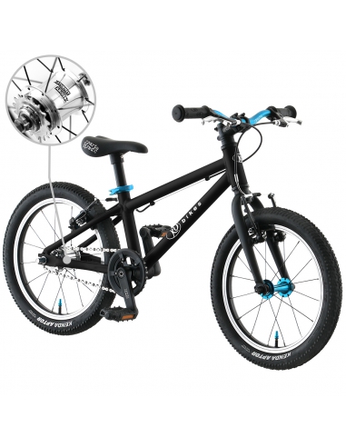 Rower dziecięcy Kubikes 16L AUTO Black/Laser-Blue - czarny z niebieskimi akcentami (automatyczna przerzutka)