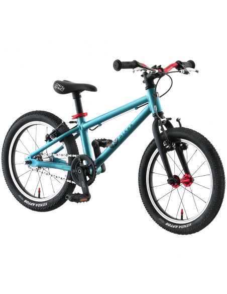 Rower dziecięcy Kubikes 16L AUTO Turquoise/Laser-Red - turkusowy z czerwonymi akcentami (automatyczna przerzutka)