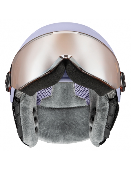 Kask narciarski z szybą Uvex Rocket Jr Visor Cool Lavender/Abstract Mat