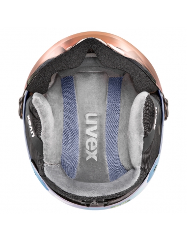 Kask narciarski z szybą Uvex Rocket Jr Visor Cool Lavender/Abstract Mat