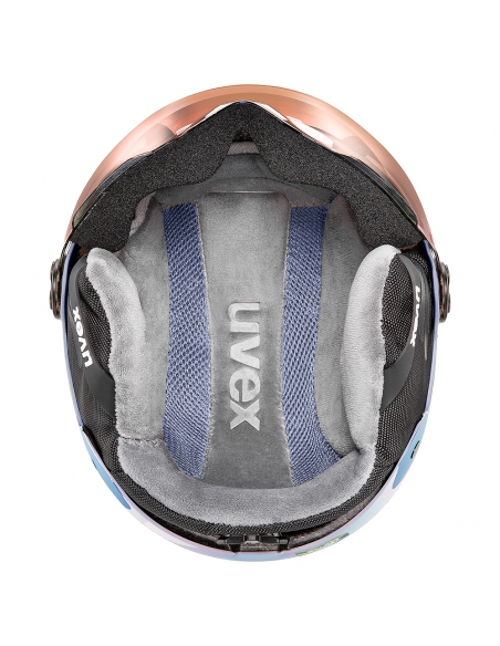 Kask narciarski z szybą Uvex Rocket Jr Visor Cool Lavender/Abstract Mat