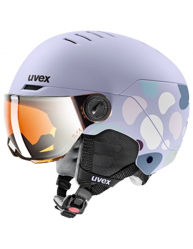 Kask narciarski z szybą Uvex Rocket Jr Visor Cool Lavender/Abstract Mat