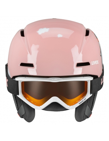 Zestaw: kask narciarski Uvex Viti Pink Penguin + gogle narciarskie UVEX Speedy Pro White/Pink Penguin