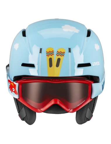 Zestaw: kask narciarski Uvex Viti Light Blue Birdy + gogle narciarskie UVEX Speedy Pro Red/Light Blue Birdy