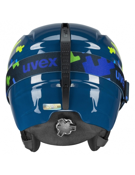 Zestaw: kask narciarski Uvex Viti Blue Puzzle + gogle narciarskie UVEX Speedy Pro Light-Green/Blue Puzzle