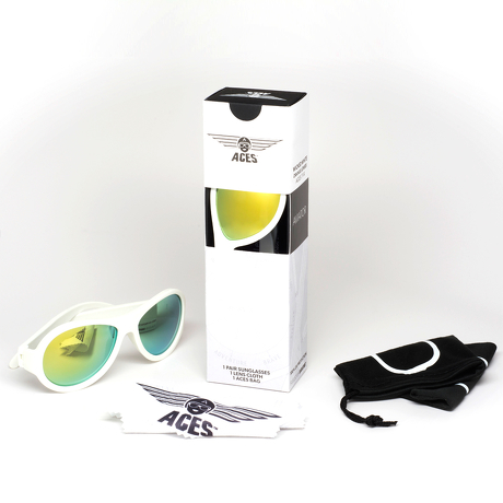 Okulary przeciwsłoneczne dla dzieci Babiators Aces Aviator Wicked White pomarańczowe szkła 6+