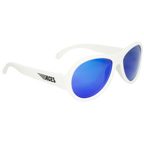 Okulary przeciwsłoneczne dla dzieci Babiators Aces Aviator Wicked White niebieskie szkła 6+