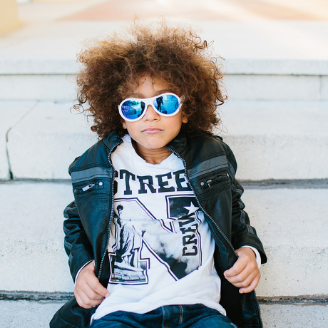 Okulary przeciwsłoneczne dla dzieci Babiators Aces Aviator Wicked White niebieskie szkła 6+