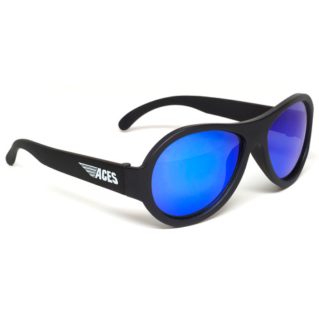 Okulary przeciwsłoneczne dla dzieci Babiators Aces Aviator Black Ops Black niebieskie szkła 6+