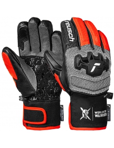 Rękawice narciarskie Reusch Worldcup Warrior GS Junior (pięciopalczaste) Black/Silver/Fluo Red
