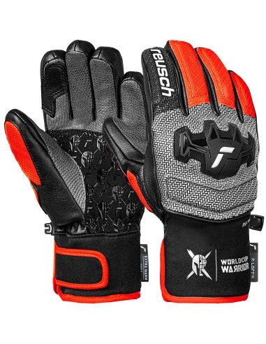 Rękawice narciarskie Reusch Worldcup Warrior GS Junior (pięciopalczaste) Black/Silver/Fluo Red