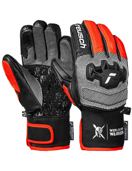 Rękawice narciarskie Reusch Worldcup Warrior GS Junior (pięciopalczaste) Black/Silver/Fluo Red