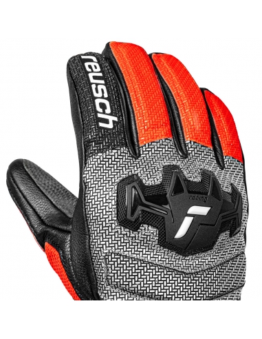 Rękawice narciarskie Reusch Worldcup Warrior GS Junior (pięciopalczaste) Black/Silver/Fluo Red