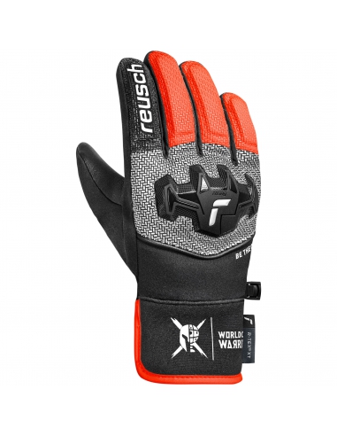 Rękawice narciarskie Reusch WorldCup Warrior R-TEX® XT Junior (pięciopalczaste) Black/Silver/Fluo Red