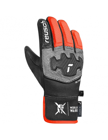 Rękawice narciarskie Reusch WorldCup Warrior Prime R-TEX® XT Junior (pięciopalczaste) Black/Silver/Fluo Red