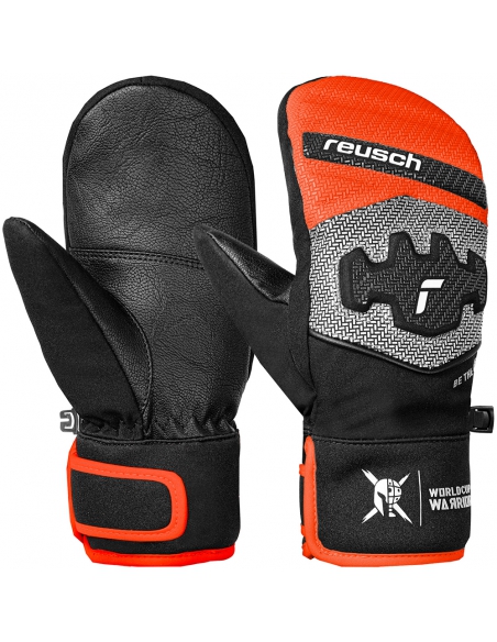 Rękawice narciarskie Reusch WorldCup Warrior Prime R-TEX® XT Mitten Junior (jednopalczaste) Black/Silver/Fluo Red