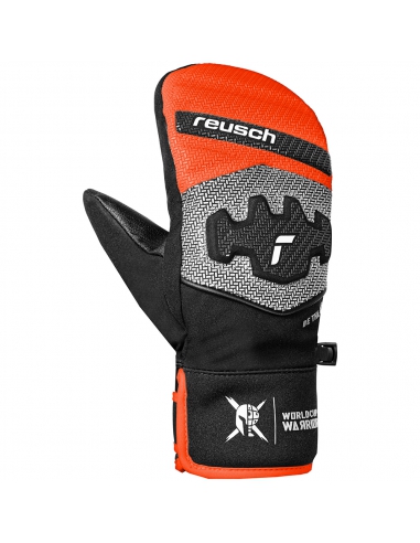 Rękawice narciarskie Reusch WorldCup Warrior Prime R-TEX® XT Mitten Junior (jednopalczaste) Black/Silver/Fluo Red