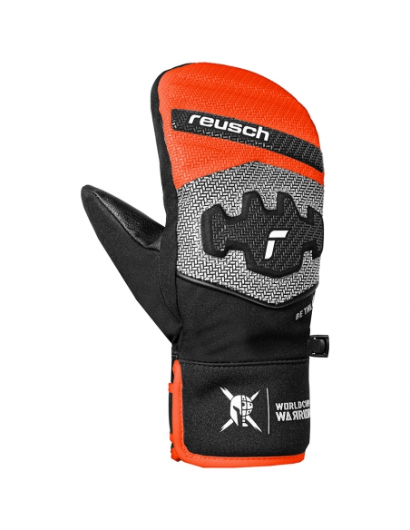 Rękawice narciarskie Reusch WorldCup Warrior Prime R-TEX® XT Mitten Junior (jednopalczaste) Black/Silver/Fluo Red