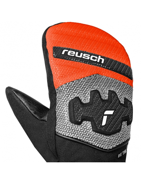 Rękawice narciarskie Reusch WorldCup Warrior Prime R-TEX® XT Mitten Junior (jednopalczaste) Black/Silver/Fluo Red