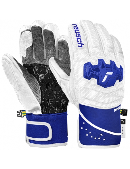 Rękawice narciarskie Reusch Worldcup Warrior GS Junior (pięciopalczaste) White/Blue by Lucas Braathen