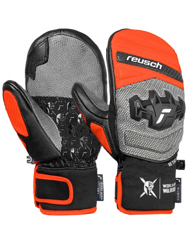 Rękawice narciarskie Reusch Worldcup Warrior GS Junior Mitten (jednopalczaste) Black/Silver/Fluo Red